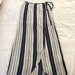 Patrons of Peace blue and cream striped maxi skirt, size xs